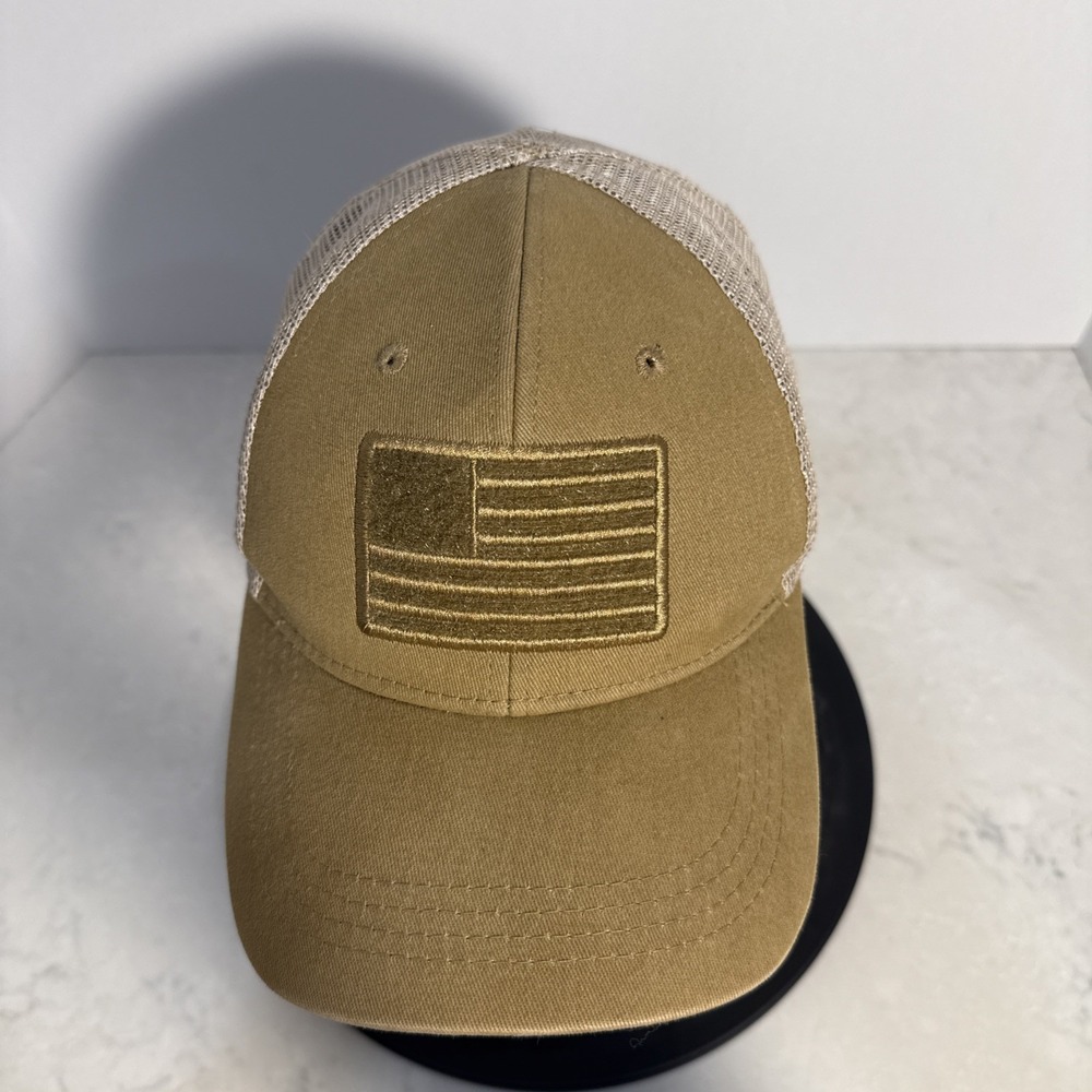 Highland Tactical Hat Cap Snap Back  TAN  Mens Outdoor Hunting Fishing FLAG USA